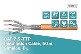 DIGITUS 50 m kabel sieciowy Cat 7 – S-FTP (PiMF) Simplex – BauPVO Dca – LSZH bezhalogenowy – 1200 MHz miedź AWG 23/1 – kompatybilny z PoE+ – Kabel Ethernet – pomarańczowy