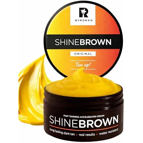 BYROKKO Shine Brown Tanning Accelerator Lotion - Indoor & Outdoor Fast Dark Tan Cream with Bronzer - Natural Botanical Oils for Face & Body - Water Resistant Formula - 7.1 Fl Oz Original