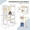 Labebe Torre de Aprendizaje, Montessori Torre Plegable per niño, Multifuncional Learning Tower con Pizarra, 3 en 1 Torretta Torre de Aprendizaje a Partir de 1 Año-Blanco y Madera #1