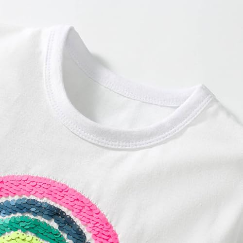 Image of HILEELANG Toddler Girl Summer Short Outfit Sets Cotton Short Sleeve Tops Tees Shorts Clothing Sets