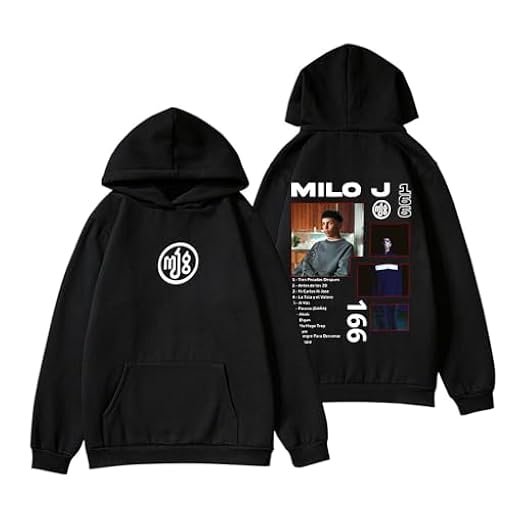 RYSXJLX Milo J - Sudadera con capucha Milo J 166 Album para mujer y hombre, casual, a la moda, retro, clásica, manga larga, Negro, S | Ya disponible en tu tienda friki favorita! En mundofriki.es! RYSXJLX Milo J - Sudadera con capucha Milo J 166 Album para mujer y hombre, casual, a la moda, retro, clásica, manga larga, Negro, S | Ya disponible en tu tienda friki favorita! En mundofriki.es!