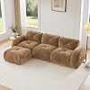 Boneless Couch Sectional Couches for Living Room, 110.6 Cloud L Shape Couch with Deep Seat, Comfy Velvet Modular Sectional Sofa with Ottoman, Oversized 3-Seater Boneless Sleeper Sofa, Camel