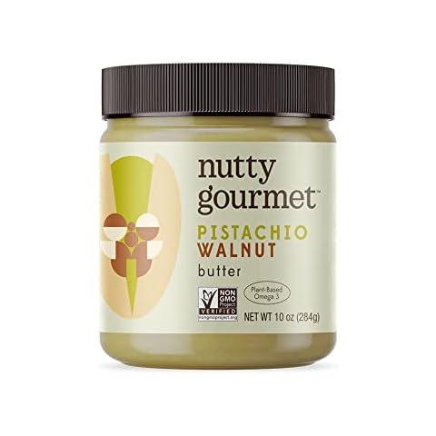 Nutty Gourmet Pistachio Walnut Spread - No Added Sugar - No Palm Oil - Peanut Free - Gluten Free - Protein Breakfast Snack - Best for Dips, Fillings, Sauces, & Baking (10oz, 1 Pack) Cover