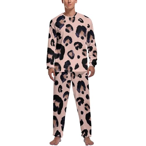 Pyjama homme manche longue léopard noir pour un confort thermique optimal en hiver