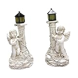 Lampe solaire : la lampe solaire d'extérieur est alimentée par le soleil et ne nécessite aucun câblage il s'agit d'une lampe en résine avec effet décoratif, décoration de figurine de pilier d'ange
