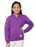 Alan Jones Clothing Girls Zipper Hooded Sweatshirt | Placement Print | Insert Pockets | Ribbed Hem | Regular Fit | Purple_7-8 Years