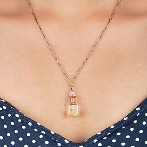 Colar Difusor De Óleo Essêncial Para Aromaterapia Pessoal - Mini Frasco Transparente - Cristal Muran