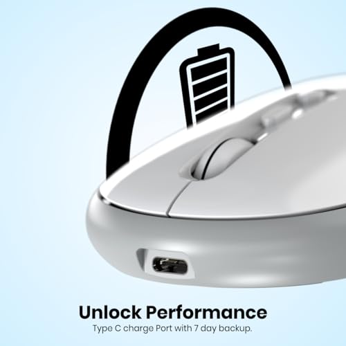 Portronics Toad II Bluetooth Mouse, with Bluetooth 5.0 & 2.4 Ghz Dual Wireless Connectivity, Rechargeable Battery, Adjustable DPI up to 1600 Compatible with Laptop, MacBook, PC (Grey) 4 41XfdKPtXNL
