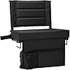 Stadium Bleacher Seats with Detachable Padded Cushion＆Backs Support,Portable Memory Foam Folding Bleacher Chair with Shoulder Strap,Perfect Bleacher Cushion for Sports Outdoor Events (1, Black)