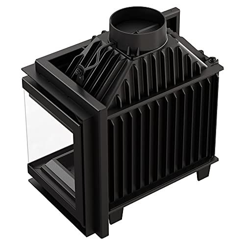 Kratki Inserto Per Camino A Legna Semplice Ingresso Aria Conforme Bimschv 2 8Kw Efficienza Termica 75% Uscita Scarico Fi 200 Mm Ghisa Vetro Decorativo Pannello Rightplus Accessori - 8