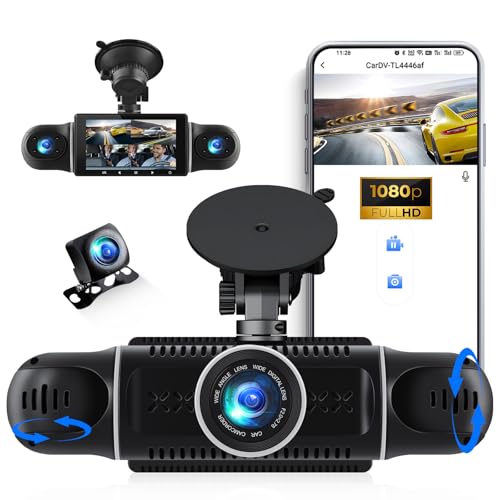 Dashcam Voiture 360° 4 Caméras 1080P - Avant Arrière Intérieur Gauche Droite Avec Carte SD 64Go