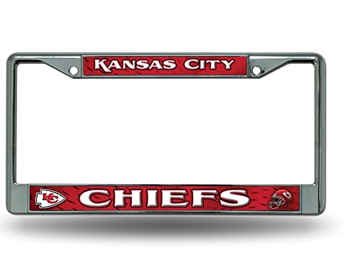 Rico Industries NFL Football Kansas City Chiefs 12 x 6 Silver Chrome Frame with Decal Inserts