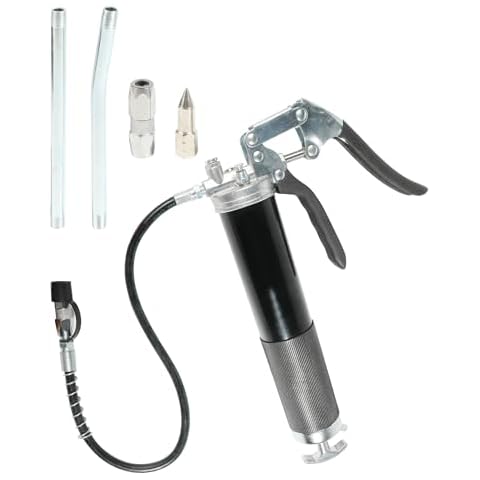 Qziulr Zlirfy Grease Gun,Grease Gun Flexible Hose,Car Accessories 9000 PSI Professional Heavy Duty Pistol Grip Grease Gun with Spring Flex Hose,Extension Rigid Pipe and Sharp Nozzle Cover
