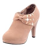  Minetom Femme Sexy Escarpin à Plateforme Talon Haut Bow Bottines Parti de Mariée Chaussures de Mariage Kaki EU 44