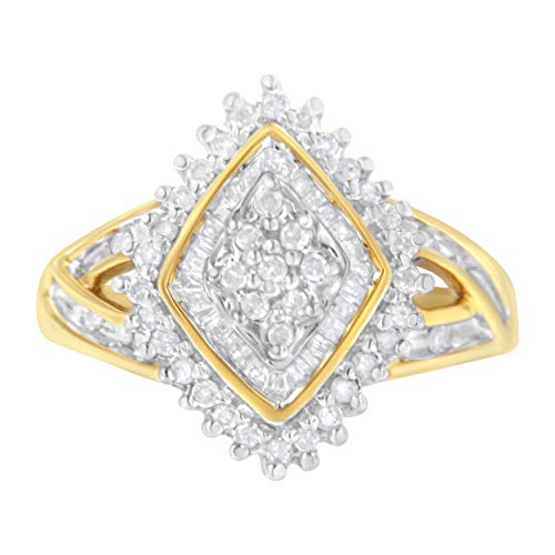 Haus of Brilliance 10K Yellow Gold Round and Baguette Cut Diamond Cocktail Ring (1/2 cttw, H-I Color, I2-I3 Clarity)