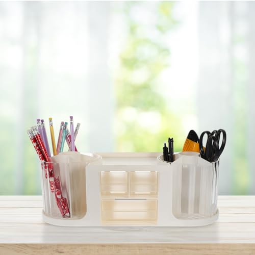 Rangement de bureau rotatif transparent SEWACC boîte multifonctionnelle - 6