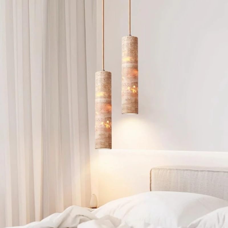 Lustre en marbre jaune et travertin pour un éclairage de luxe d'entrée