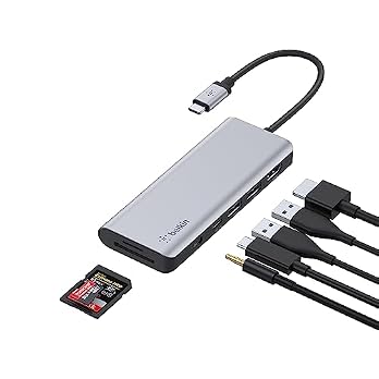 Belkin USB-C Hub, 7-in-1 MultiPort Docking Station for MacBook & Windows – 85W USB-C Power Delivery 3.0, 4K HDMI 1.4, 2x USB-A 3.0, SD 3.0, Micro SD 3.0, & 3.5mm Audio Jack