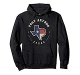 Vintage Port Arthur Texas State Flag Map Souvenir Gift Pullover Hoodie