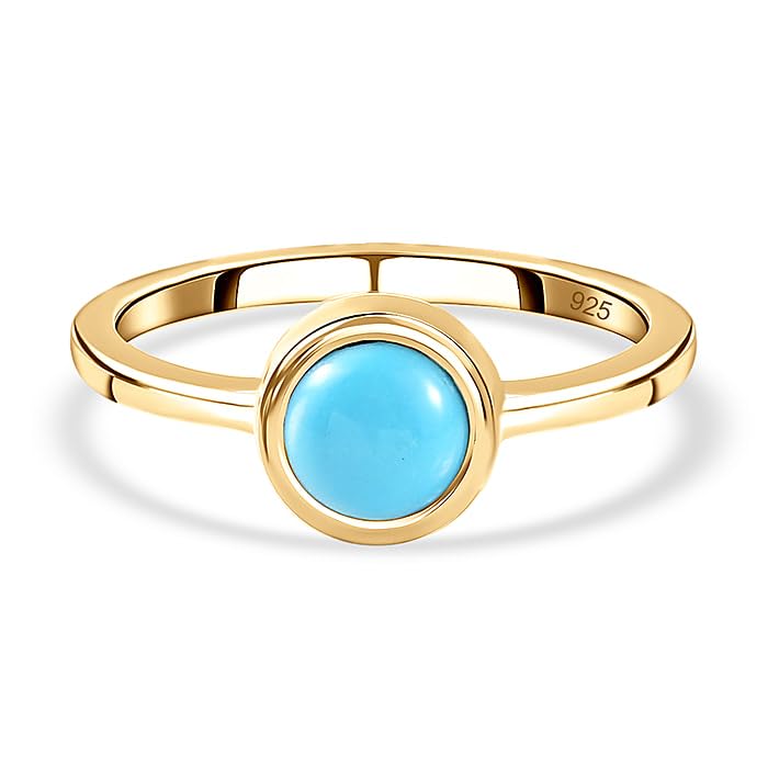 Image of 925 Sterling Silver 18K Gold Plated Birthstone 2 Ct Solitaire Natural Gemstone Ring for Women | Fine Jewelry Gift for Wife, Girlfriend, Sister, Birthday, Anniversary, Rakhi, Rakshabandhan, Valentine's