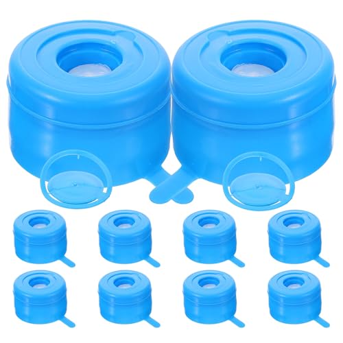 YUYUETIME 10 Piezas Tapas Reutilizables para Garrafa de Agua Tapón de Sellado Resistente y Ligero para Botella Tapas de Rosca Azul para Repuesto de Jarras Grandes