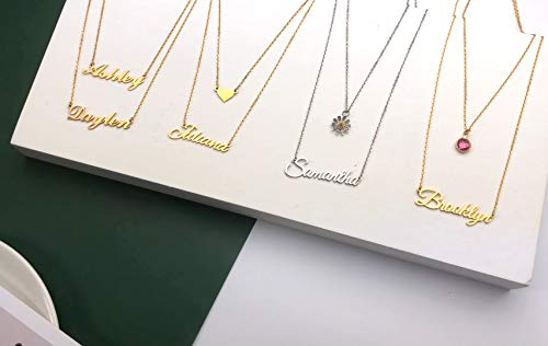 Memoshe Layered Choker Name Necklace Personalized With Heart, Custom Nameplate Pendant 18K Gold Plated Christmas Gift #TOP3