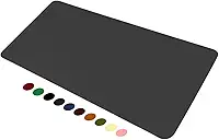 Mouse Pad Desk Pad Couse em Couro Ecológico 90x40cm + Porta-Copos Premium (Cinza)