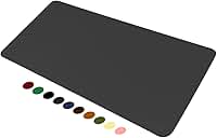 Mouse Pad Desk Pad Couse em Couro Ecológico 90x40cm + Porta-Copos Premium (Cinza)