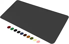 Mouse Pad Desk Pad Couse em Couro Ecológico 90x40cm + Porta-Copos Premium (Cinza)