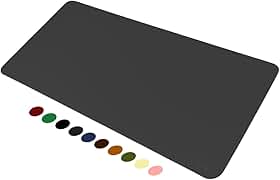 Mouse Pad Desk Pad Couse em Couro Ecológico 90x40cm + Porta-Copos Premium (Cinza)