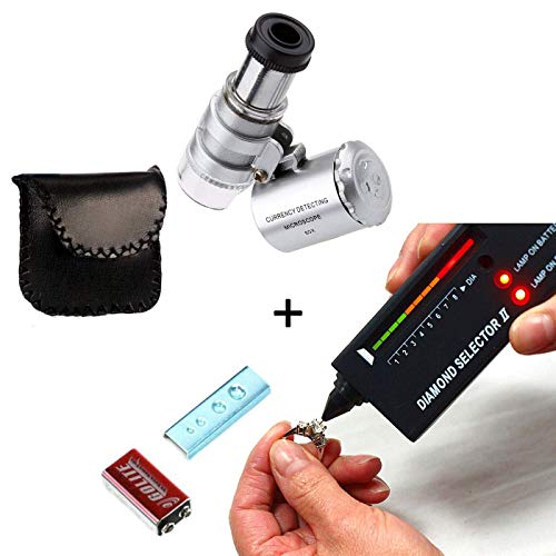 Diamond Tester＋60X LED Magnifying Glasses Jeweler Tool Kit Combo，for Novice and Expert