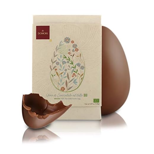 Domori Huevo de Pascua de Chocolate con Leche 36% Cacao de Costa de Marfil - 15 Cm - 150 Gramos