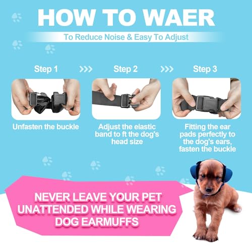 Image of PROHEAR Ungrade GEL Pads Dog Ear Muffs Hearing Protection for Dogs, NRR 28dB for Thunder, Hunting, Tourism,Large - Blue
