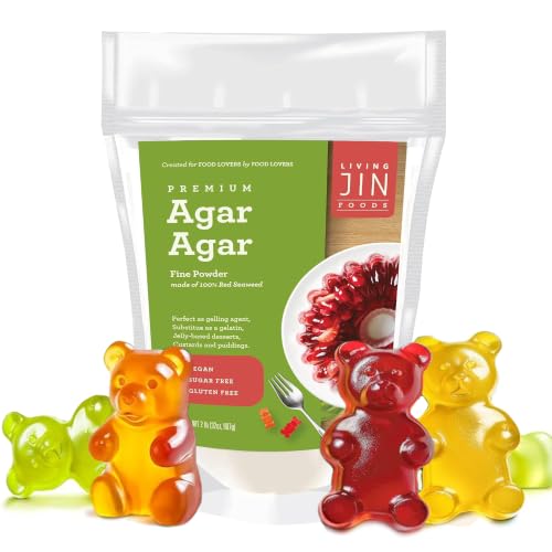 LIVING JIN Agar Agar Powder 32oz, Vegan Plant-Based Gelatin Substitute