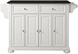 Crosley Furniture Alexandria Kitchen Island with Solid Black Granite Top - White