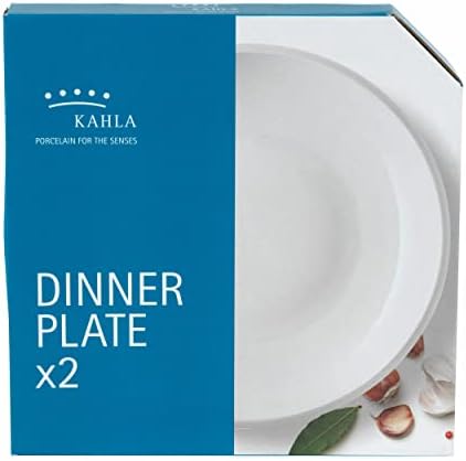 Kahla P506188 2 Pack Large Round Dinner Plates, 26 cm Diameter Plate, Stackable Dinnerware, Easy to Store, Dishwasher/Microwave Safe, White