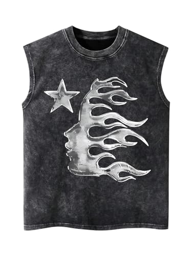 Men's Vintage Graphic Tank Tops Summer Crew Neck Sleeveless Shirts Streetwear