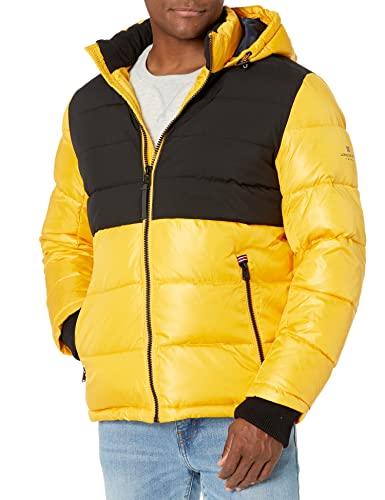 London Fog Men's Puffer Jacket Down Alternative Coat, Yellow