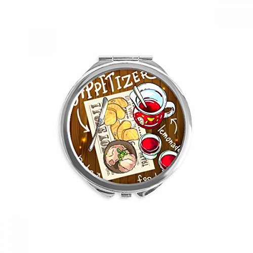 Miroir rond de poche motif limonade de France et steak portable multicolore