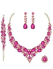 02-gold plated-hot pink crystal