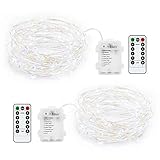 ZCOONE LED Fairy String Lights 2 Set 8 Modes 50 LED 16 Ft Battery Operated String Lights Waterproof Portable Twinkle Firefly Lights Remote Timer for Bedroom Garden Party Decoration (Cool White)