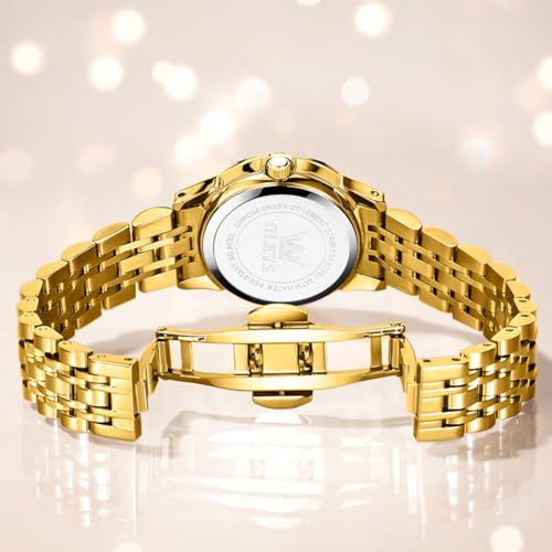 Image of OLEVS Womens Watch Classic Dress Number Female Watches for Ladies Analog Quartz Stainless Steel Waterproof Luminous Day Date Two Tone Easy to Read Wristwatch