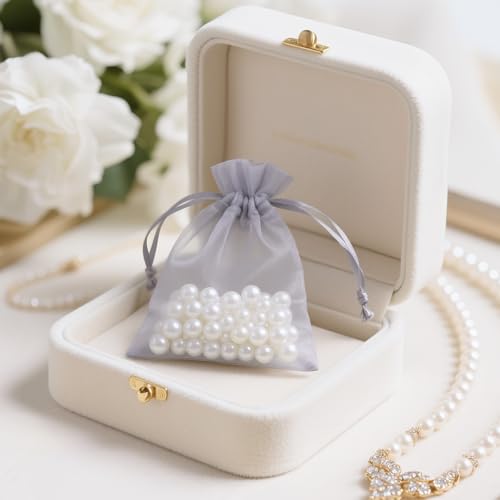 Image of joycraft 50Pcs Organza Bags, 2.7 inchx3.5 inch Sheer Drawstring Gift Bags, Organza Jewelry Pouches, Party Favor Bags, Grey Organza Gift Bags, Packaging Bags for Jewelry, Makeup, Candy, Festival