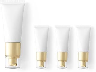Aspire 4 Pack 1 OZ/1.7OZ Plastic Cosmetic Airless Pump Tube BB Cream Soft Tube, Gold Pump
