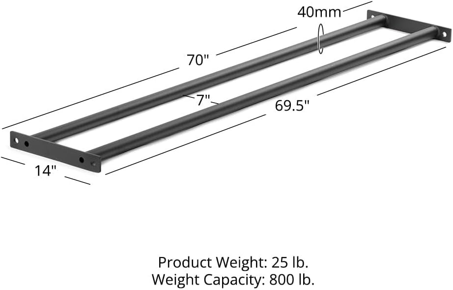 Titan Fitness 70" Add-On Shelf for Elite Series Mass Storage System, 350 LB Capacity, Bumper Plate Medicine Ball Home Gym Storage, Durable Steel Round Tubes, Strength Training Home Gym Storage