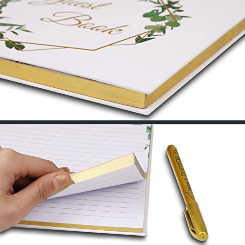 Dicang Wedding Guest Book - Sign In Guest Book Wedding Reception - 120 Pages Wedding Registry Guestbook With Gold Foil, Gilded Edges And Two Markers Pen, Guestbook Wedding 9 X 7 Inch #TOP3