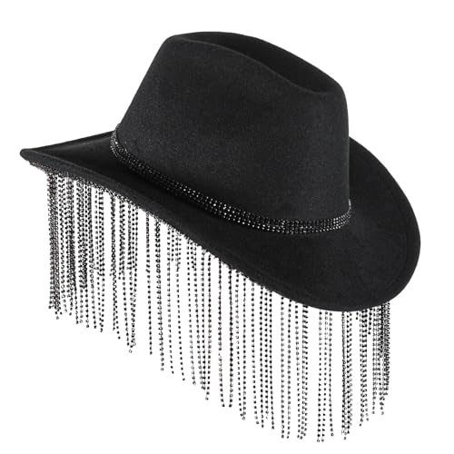 Womens Rhinestone Cowboy Hat, Wide Brim Western