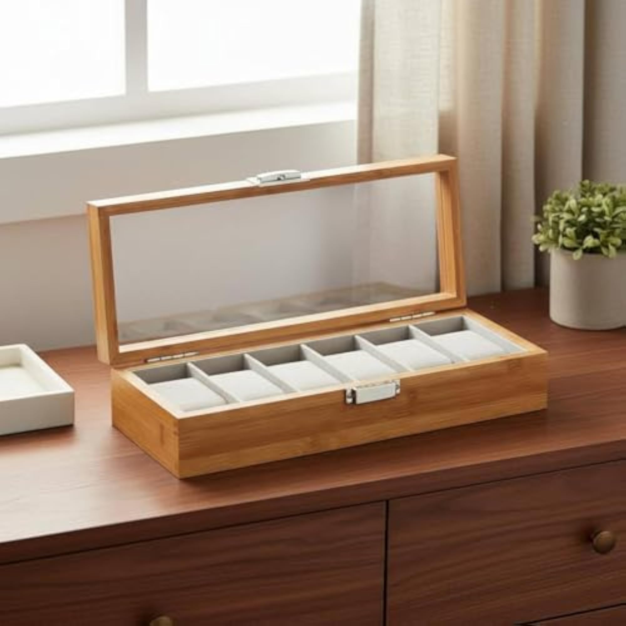 Bamboo Watch Display Case with 12 Slots