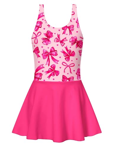 Image of Yousie Girls Swimsuit One Piece Tropical Kids Bathing Suit Swimwear Adjustable Swim Dress 5-9 Years