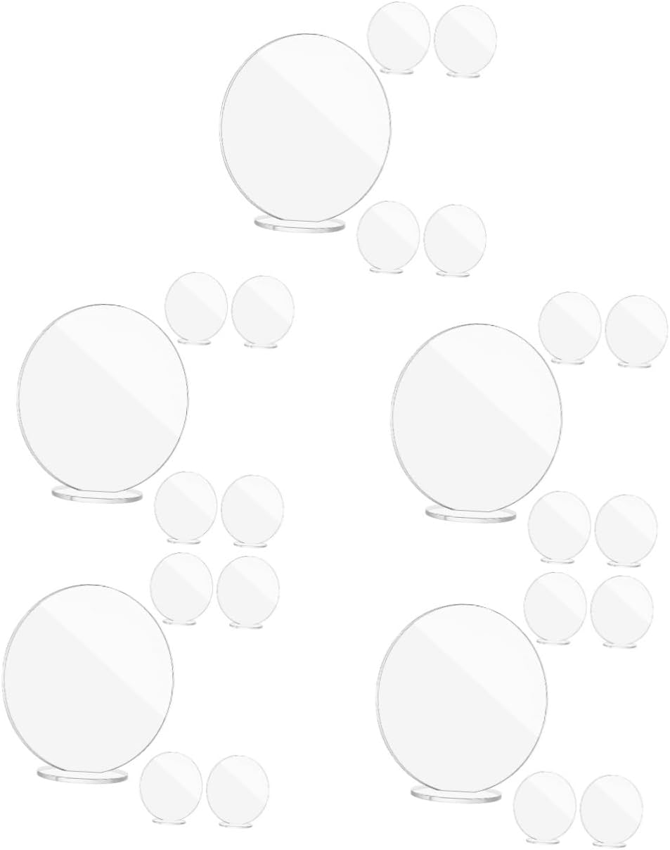 25sets Clear Acrylic Round Blank Place Cards for Weddings of Table Display Stands Reusable Guest Name Sign Holders for Party and Event Decor
